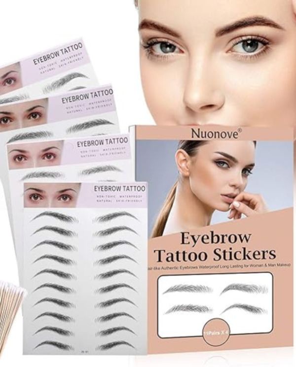 Tatuaje cejas 4d adhesivos - 3 Láminas x 10 pares c/u